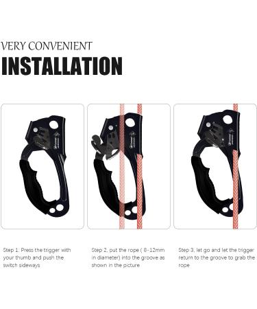 CAMNAL Arborist Climbing Set w/ Handle Ascender, Chest Ascender, Foot Strap & Descender - Black - Buy Online on GoSupps.com