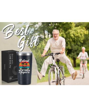 Retirement Gifts for Men and Women - Unique 20oz Tumbler Present for Retired Grandpa, Grandma, Nurse, Police, Boss, Coworker - Black 'Retired Not My Problem Anymore - Buy Online on GoSupps.com