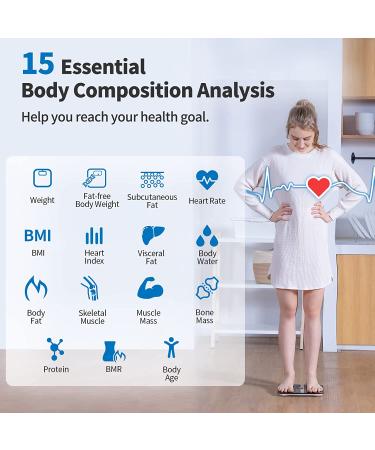 Smart Body Weight and Fat Scale with Heart Rate, Bluetooth, and 15 Body Composition Metrics - Lepulse Large Display Scale - Buy Online on GoSupps.com