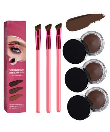 Anjoize 4-Tip Microblade Brow Pen Home Eyebrow Care Kit 4D Laminated (Dark Brown*3)