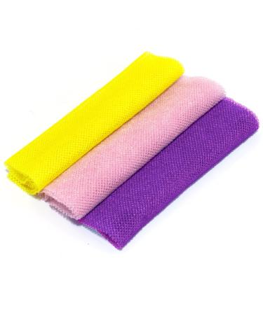 African Net Sponge Bath Sponge Exfoliating Scrubber Bath Washcloth Dead Skin Remover (Pink-Yellow-Purple)