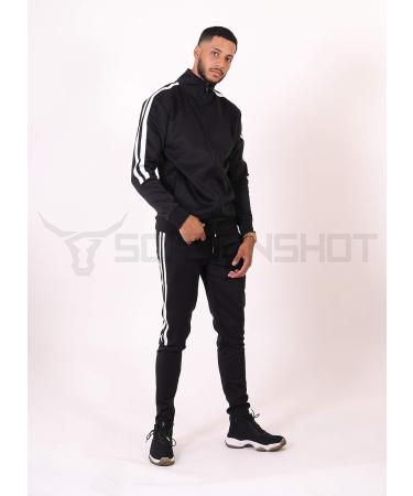 SCREENSHOT Mens Hip Hop Slim Fit Urban Track Pants - Black | Side Taping Streetwear Joggers - Buy Online on GoSupps.com