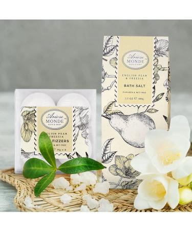 English Pear & Freesia Bath Spa Gift Basket Set for Women & Men - 9 Pc Luxury Body Care Set Including Shower Gel, Bath Salts, Bubble Bath, Body Scrub - Relaxing Gift Idea - Buy Online on GoSupps.com