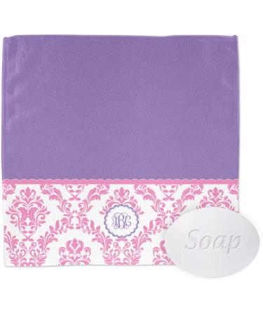 YouCustomizeIt Personalized Pink White & Purple Damask Washcloth