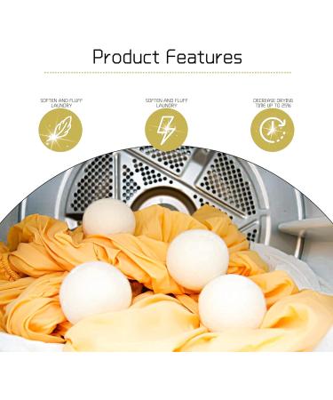 Buy Meeqiao 6PCs Natural Wool Dryer Balls - Eco-Friendly Fabric Softener from 100% New Zealand Sheep Wool - Perfect for Tumble Dryers - Buy Online on GoSupps.com