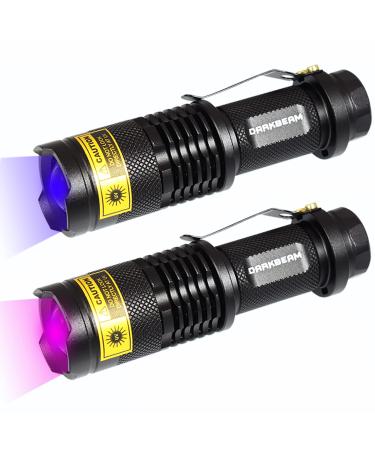 Darkbeam UV 365nm 395nm LED flashlight ultraviolet portable mini hand flashlight lamp zoombar waterproof for dogurine pet stain anti -fake identification resin hardening (2 pieces) SK68 365+395 (2pack) - Buy Online on GoSupps.com