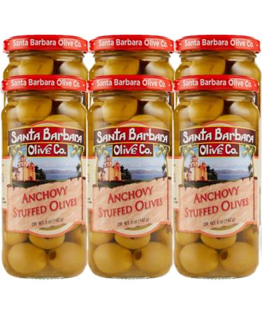 Santa Barbara Olive Stuffed Olives, Anchovy, 5 Ounce (Pack of 6)