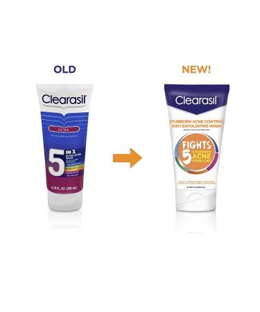 Clearasil Stubborn Acne Control Exfoliating Wash 5-in-1 - 6.78 fl oz (200 ml) - Buy Online on GoSupps.com