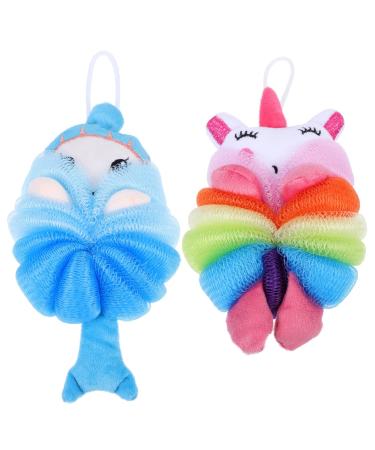 2pcs Cartoon Bath Ball Body Wash Sponge Body Exfoliating Bath Ball Bath Loofahs Body Sponge Esponja para Ba arse Exfoliating Bathing Balls or Child Cleaning Supplies Cute