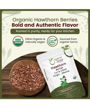 Organic Way Hawthorn Berries Cut & Sifted (Crataegus monogyna) - European Wild-Harvest | Organic & Kosher Certified | Vegan | Non GMO & Gluten Free | USDA Certified | Origin - Albania (1/4LBS / 4OZ) 1/4 Pound - Buy Online on GoSupps.com