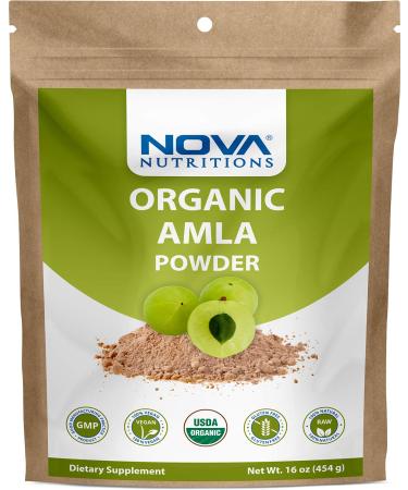 Nova Nutritions Certified Organic Amla Powder (Amalaki) 16 OZ (454 gm) - Rich in Antioxidant Vitamin C - Supports healthy immune function