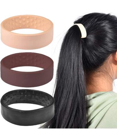 Buy Silicone Foldable Elastic Hairband - Magic Ponytail Holder & Stretch Hair Tie (2 Pack) | Beige - International Shipping - Buy Online on GoSupps.com