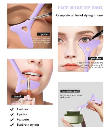 Silicone Winged Smoky Eyeshadow Applicators Plate & Cat Shape Eye Liner Guide - Purple - Buy Online on GoSupps.com
