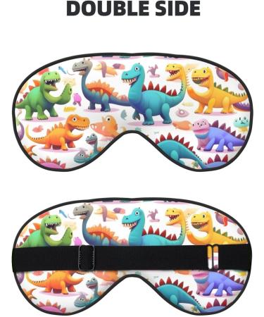 Buy Colorful Cartoon Dinosaur Print Eye Mask - Adjustable Light Blocking Sleep Mask for Adults - Perfect for Deep Rest Unisex Design - Buy Online on GoSupps.com