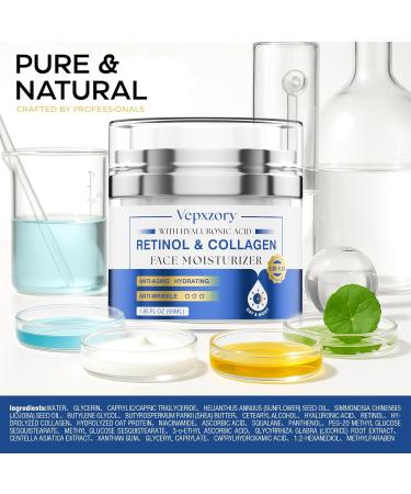 Vepxzory Face Moisturizer Retinol Cream For Face Anti Aging Face Cream Day-Night Neck Cream With Hyaluronic Acid Wrinkle Cream For Women - Buy Online on GoSupps.com