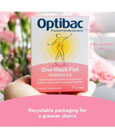 Optibac Probiotics One Week Flat - Vegan Probiotic Supplement for Digestion Gut Health & Occasional Bloating 5 Billion CFU - 7 Sachets - Buy Online on GoSupps.com