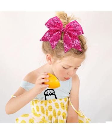 Oaoleer 12PCS Large Glitter Cheer Hair Bows - Sequin Hot Pink - Handmade for Teen Girls & College Sports - Buy Online on GoSupps.com