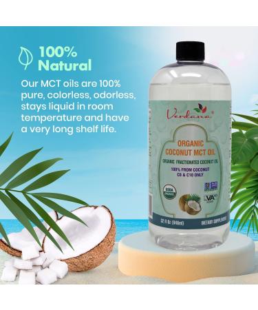 Verdana USDA Certified Organic Coconut MCT Oil Fractionated - 100% Pure, Non-GMO, Kosher - 32 Fl Oz (1 Pack) | Ideal for Keto & Paleo Diets - Buy Online on GoSupps.com