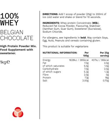 PhD Nutrition Grass-Fed Whey Protein Powder - Belgian Chocolate, 40 Servings, High Protein & BCAA, Low Calorie Formula - Buy Online on GoSupps.com