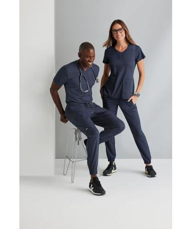 BARCO Grey's Anatomy Men's Scrub Jogger - Indigo Navy, Large | Elastic Waistband, Spandex Stretch, Direct Striker Design - Buy Online on GoSupps.com
