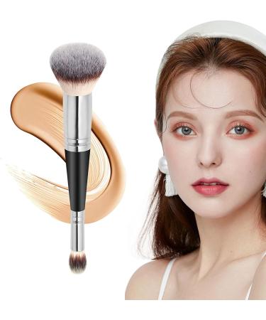 Blush Brush For Cheeks - Dual-Ended Foundation Brush | Beauty Make Up Tool For Women Girls For Travel Business Trips Wedding Daily Life Black Handle Silver Tube - Buy Online on GoSupps.com