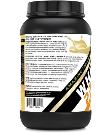 Amazing Muscle 100% Whey Protein Powder *Advanced Formula with Whey Protein Isolate as a Primary Ingredient Along with Ultra Filtered Whey Protein Concentrate (Vanilla Toffee 2 Lb) - Buy Online on GoSupps.com