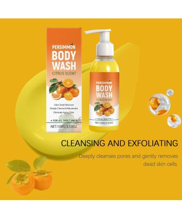  Raevior Persimmon Body Wash with Cocoa Fruit Extract to Control Body Odors Persimmon Shower Gel for Men and Women Gentle Cleansing Gel Against Strong Odors (4) - Buy Online on GoSupps.com
