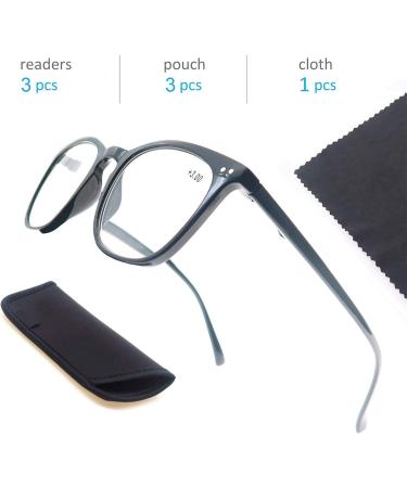 Stylish Reading Glasses for Women & Men - 3 Pack Lightweight Frames | Black Tortoise Clear - 1.0x Magnification - Buy Online on GoSupps.com