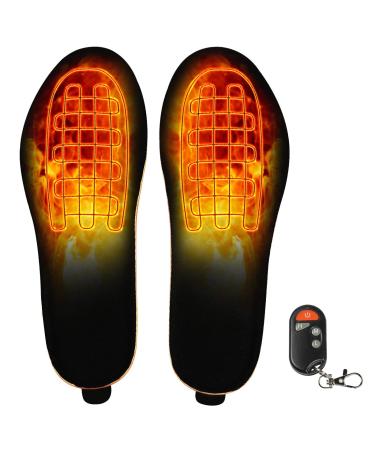 Heated Insoles with Remote Control Rechargeable Eletric Heated Shoes Boots Inserts for Women Men Wireless Foot Warmer for Hunting Hiking Camping(Black) (Small)