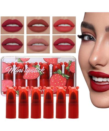 Lipstick Set 6 Pieces Matte Long Lasting Lip Gloss | Product Collection For Beginners Family Passionate Friends Women Beauty Daily Office - Buy Online on GoSupps.com
