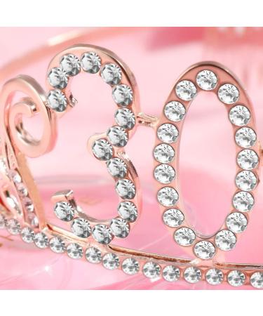 Beaupretty Frcolor 30th Birthday Crown Crystal Headband Tiara with Comb for Party(Rose Gold) - Buy Online on GoSupps.com