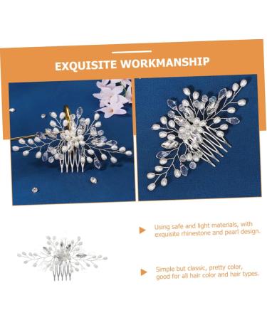 Angoily Bridal Pearl Comb Bride Headpiece Pearl Tiara Barrettes for Girls Bride Hair Comb Bride Hair Clip Headdresses Hair Clips Rhinestone Women's European and American Hair Accessories - Buy Online on GoSupps.com