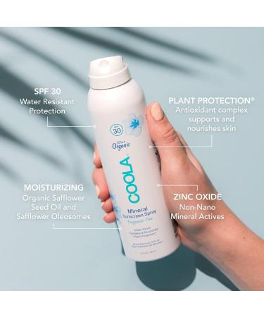 COOLA Organic Mineral Sunscreen SPF 30 - Vegan Gluten Free & Fragrance Free Sunblock Spray | Dermatologist Tested Daily Skin Protection - 5 Fl Oz - Buy Online on GoSupps.com