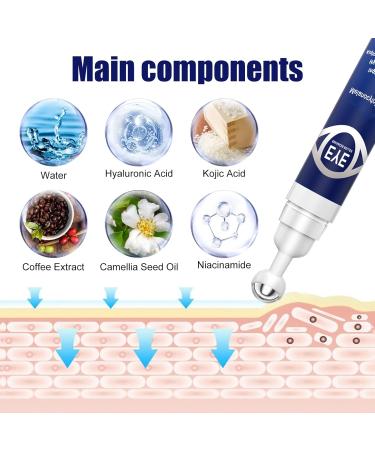 Eye Enhancement Roller with 360-Degree Massage Hyaluronic Acid & Kojic Acid 0.5 FL OZ For Dark Circles & Eye Bags - Buy Online on GoSupps.com
