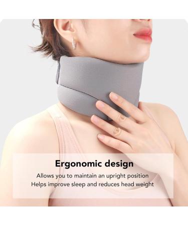 Adjustable Cervical Collar Soft Neck Brace with Breathable Fabric Ergonomic Design Lightweight Portable for Traveling Men Women Relieves Neck Discomfort (Grey) - Buy Online on GoSupps.com