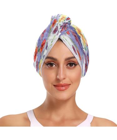 Watercolor Flowers Dry Hair Cap | Quick Drying Towel Set with Button Headband - Super Absorbent & Comfortable - Buy Online on GoSupps.com