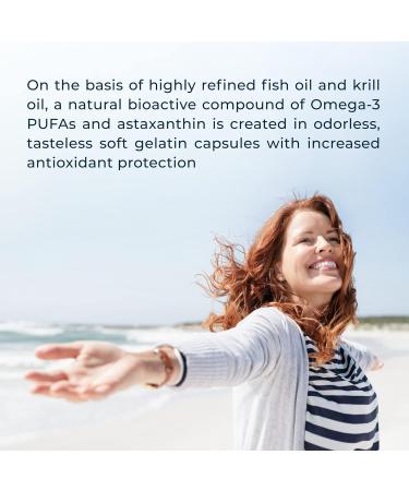 NFO Omega 3 Krill Oil Astaxanthin 60 Capsules - Antarctic Blend with Norwegian Fish Oil, High EPA & DHA, Phospholipids & Astaxanthin - Premium Supplement - Buy Online on GoSupps.com