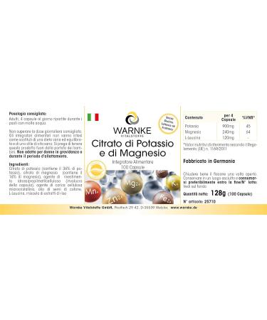 Potassium Citrate Magnesium 100 Capsules Highly Dosed Vegan Organic Minerals Highly Bioavailable - Buy Online on GoSupps.com