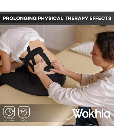 Black Waterproof Kinesiology Tape 5M Roll - Latex Free, Strong Grip for Muscle Support - Ideal for Ankle, Knee & Shoulder - Includes E-Manual - Buy Online on GoSupps.com