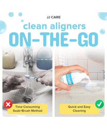 JJ CARE Aligner Cleaner Pack of 2 - 80ml Lemon-Flavored Invisalign & Retainer Cleaner for Breath Freshener - Teeth Aligner Foam - Buy Online on GoSupps.com