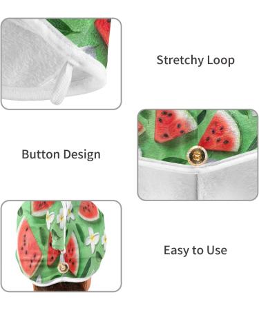 Plumeria Watermelon Green Hair Towel 2 Pack | Super Absorbent Quick Dry Hair Turbans for Women & Girls - Buy Online on GoSupps.com