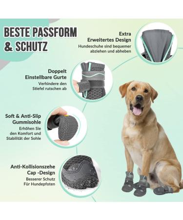 Eyin Dog Shoes - Breathable Paw Protection for All Sizes | Non-Slip & Reflective Velcro | 4-Pack Dark Gray Size 8 - Buy Online on GoSupps.com