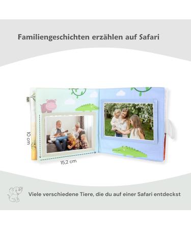 Organic Cotton Baby Photo Album | Children's Photo Book with Bite Ring & Trailer | Perfect Gift for Newborns | Safari Theme for Boys & Girls - Buy Online on GoSupps.com