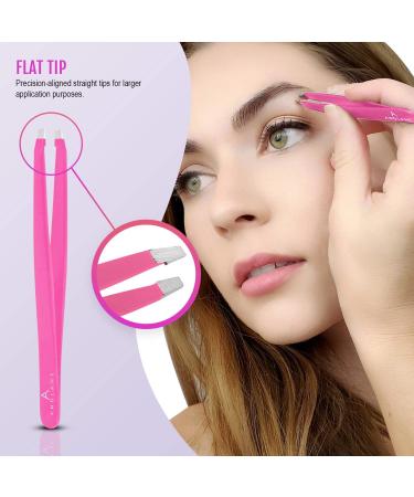 Andlane Tweezers Set - Professional 5-Piece Stainless Steel Precision Tweezer for Men & Women - Facial Hair Removal, Eyebrow Shaping, Splinters & Ingrown - Pink - Buy Online on GoSupps.com