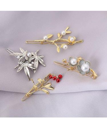 Vintage Sweet Women Jewelry Plum Blossom Flower Maple Leaf Cherry Hair Accessories Barrette - BYBYCD - Buy Online on GoSupps.com