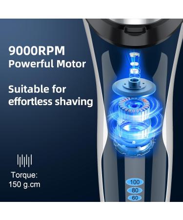 Sweetlf Mens Electric Razor USB-C Fast charging | 120Mins Running Time | IPX7 Waterproof &Wet & Dry Rotary Shavers | with Pop-up Trimmer| Ideal Gift for Father's Day Navy Blue - Buy Online on GoSupps.com