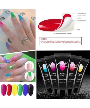MKNZOME 15ml Poly Nail Gel Kit 8 Colors Builder Nail Gel Nail Polish Sets Glitter Nail Polish Temperature Color Changing Acrylic Extension for Starter DIY Salon Design Gifts for Women #023 - Buy Online on GoSupps.com