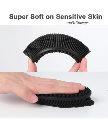 HEETA Silicone Body Brush for Wet Dry Brushing - Gentle Exfoliating & Massage for Softer Glowing Skin - Shower Brush for Women Men Kids (Black) - Buy Online on GoSupps.com