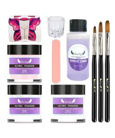 Nail acrylic powder and acrylic liquid set nail extensions acrylic powder and monomer starter set for acrylic nails 3 colors nail acrylic powder for carving unit size # 01