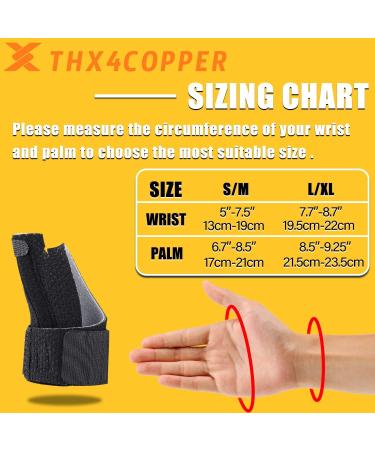 Thx4COPPER Reversible Thumb & Wrist Stabilizer Splint | L-XL Black | Pain Relief for Trigger Finger, Arthritis, Tendonitis | Breathable Material | Sprained Carpal Tunnel Support - Buy Online on GoSupps.com